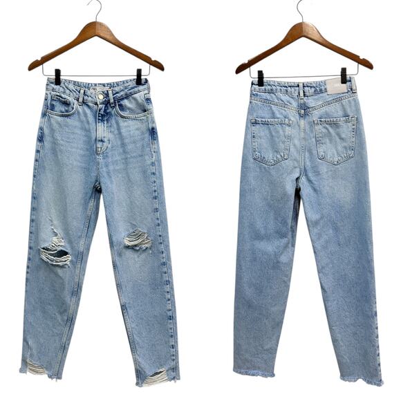 Zara Denim - Zara Ripped Mom Fit Jeans High Rise Ankle Length size 2